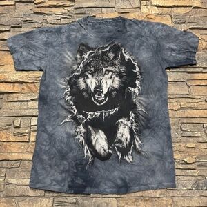 The Mountain Wolf T Shirt Men’s Large Gray Tie Dye Short Sleeve Nature Outdoors